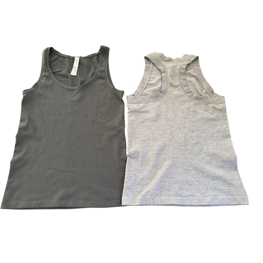 Athleta Ribbed Tank Tops in Charcoal and Light Gray